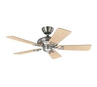 HUNTER FAN Sevilla II, 112 cm, Ventilador de Techo para Interior, Silencioso, con Cadena y 5 Aspas Reversibles en Arce y Gris, para Verano o Invierno, Acabado en Níquel Cepillado, Modelo 24038