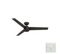 Hunter Fan, Ventilador de Techo con Control de pared para Interiores y Exteriores, Protos, 3 Aspas Reversibles, Color Bronce, 132 cm, Ideal para Verano e Invierno, Modelo 51220