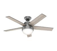 Hunter Fan, Ventilador de Techo con Luz y Control Remoto para Interiores, Stile, 5 Aspas Reversibles, Color Plateado Mate, 117 cm, adecuado para Verano e Invierno, Modelo 50640