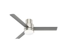 Hunter Fan, Ventilador de Techo con Luz y Control Remoto para Interiores y Exteriores, Gilmour, 3 Aspas, Color Niquel Mate, 132 cm, Ideal para Verano e Invierno, Modelo 50939