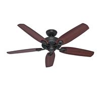 HUNTER FAN Builder Elite, 132 cm, Ventilador de Techo para Interior, Silencioso, con Cadena y 5 Aspas Reversibles en Cerezo Brasileño y Nogal Amarillo, para Verano o Invierno, Acabado Bronce Nuevo, Modelo 50567