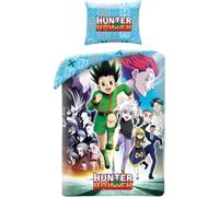 HUNTER X HUNTER - Gon Killua Kurapika - Juego de funda nórdica reversible de 140 x 200 cm y funda de almohada de 70 x 90 cm - Multicolor - 100% microfibra