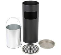 HUOLE Cubo de basura de 30 litros de acero inoxidable de pie para Papelera de Acero Inoxidable en la parte superior del cubo de basura para el hotel al aire libre interior (25 * 25 * 60cm, negro-1PC)