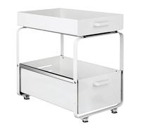 HUOLE Estantería Gioma de Calidad con 2 estantes y Cesta extraíble para Cocina o encimeras, Organizador de Metal con Recubrimiento de polvo-40 * 25.5 * 39.5cm-Blanco