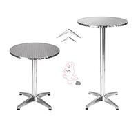 HUOLE Mesas Bar Bistro 2en1 Plegables Altura Ajustable 70-110cm Tablero Ø60cm Aluminio Exterior Interior-60 * 60 * 70/110cm (Redondo)