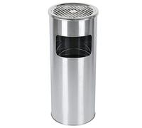 HUOLE Papelera-Basurero -Cubo de basura de 30 L, para exterior/interior, con cenicero, acero inoxidable, para la Oficina, el Hotel y el Jardín (Plata-1PC)