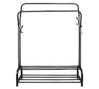 HUOLE Perchero Burro Independiente Perchero Varillas Dobles Estante de Ropa de Dormitorio Multifuncional, Doble Capa, 4 Ganchos,110 * 33 * 145c-nero