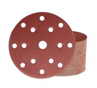 Huopueit 50 Piezas Discos de Lija 150 mm 15 Agujeros Papel Abrasivo Autoadhesivos Grano 150 para Lijadora Excéntrica y Lijadora Orbital