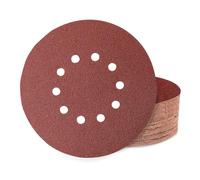 Huopueit 60 Piezas Discos de Lija 225 mm 10 Agujeros Papel de Lija Redondas Grano Mixto 60/80/120/180/240/400 para Lijadora de Cuello Largo Lijadora de Paredes y Techos