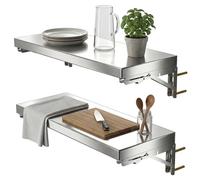 Huracan Juego de 2 consolas plegables de pared de 60 x 25 cm de acero inoxidable 304, mesa plegable para atornillar, ahorra espacio, alta capacidad de carga de hasta 40 kg, para cocina, taller y hogar