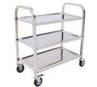 Hurrylying Royal Catering - Carrito de cocina de acero inoxidable con ruedas y frenos de estacionamiento, 75 x 40 x 83,5 cm