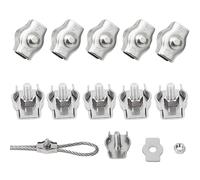 huruirui M5 Presillas Cable Acero Abrazaderas De Cable 304 Inoxidable Clips Wire Rope Clips Tensor Cuerda Tendedero Cable De Acero Cuerda 10pcs