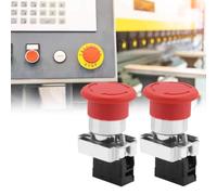HUSHUI Botón de Interruptor de Parada de Emergencia Rojo de 22MM, Pulsador Bloqueable Duradero para Circuitos de Control, 2 uds.