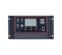 HUSHUI Controlador de Carga Inteligente con Pantalla LCD, Dispositivo de Protección de Carga de Panel de Batería Solar Duradero y Confiable para Uso Doméstico e Industrial, 12 V/24 V, 5" (30A)