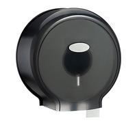 HUSHUI Dispensador de Rollos de Papel Higiénico Jumbo, Diseño Elegante e Impermeable para Baños Modernos, 27x28x12cm, ABS Duradero, Instalación sin Perforaciones (Negro Transparente)