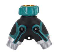 HUSHUI Divisor de Manguera de Jardín, Conector Duradero de 2 Vías para Riego Eficiente en Exteriores, Rosca Hembra Macho de 3/4 Pulgadas, Incluye 1 Divisor, 2 Conectores (Estilo de la UE)