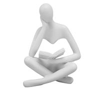 HUSHUI Estatua de Lectura del Pensador, Figura Sentada de Resina, Adorno de Arte Abstracto para Decoración del Gabinete de la Sala de Estar (Blanco)