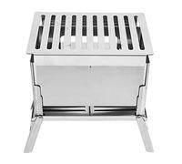 HUSHUI Estufa de Leña Plegable, Kit de Barbacoa Multiusos Portátil para Acampar Al Aire, Senderismo, Acero Inoxidable de 935g