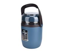 HUSHUI Tarro de Comida Aislado de Acero Inoxidable 304, Térmica Multicapa a Prueba de Fugas para Trabajadores de Oficina, Capacidad de 2L con Cuchara Plegable (Azul)