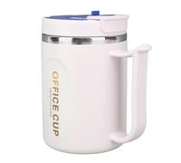 HUSHUI Taza de café Aislada de Acero Inoxidable 304, Doble Capa a Prueba de Fugas para Bebidas Frías y Calientes, 500 Ml con Cuchara con Asa (Azul)