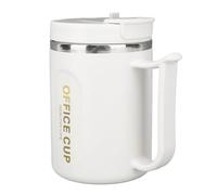 HUSHUI Taza de café Aislada de Acero Inoxidable 304, Doble Capa a Prueba de Fugas para Bebidas Frías y Calientes, 500 Ml con Cuchara con Asa (Gris claro)