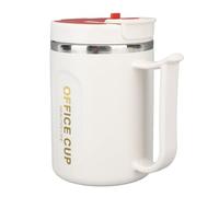 HUSHUI Taza de café Aislada de Acero Inoxidable 304, Doble Capa a Prueba de Fugas para Bebidas Frías y Calientes, 500 Ml con Cuchara con Asa (Rojo)