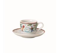 Hutschenreuther Colección de Navidad 2025 "Juegos de Navidad" Taza de espresso de 2 piezas compuesta de taza de café espresso de 0,08 l y platillo de 11,8 cm, color blanco