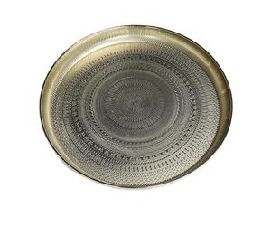 HUTSRAI Bandeja redonda, bandeja para servir de 13 pulgadas, bandeja decorativa de lujo, bandeja de mesa de café, bandeja de joyería fácil de instalar, color dorado