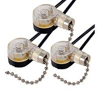 Huudngeje Paquete de 3 Interruptores de Luz de Ventilador de Techo ZE-109 Interruptor de Ventilador de Techo Interruptor de Cadena de Repuesto (NíQuel)