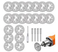 Huwaovi Juego de 25 discos de corte de diamante para accesorios Dremel, mini discos de corte de diamante, hoja de sierra circular, ruedas de corte con vástago de 3 mm para cortar madera, plástico