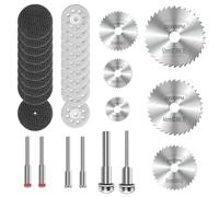 Huwaovi Juego de 32 discos de corte de diamante para accesorios Dremel, mini discos de corte de diamante, hoja de sierra circular, ruedas de corte con vástago de 3 mm para cortar madera, plástico