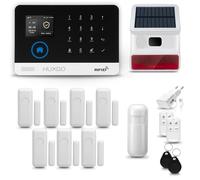 HUXGO® HXA003 Sistema de Alarma inalámbrico con Sirena Exterior WiFi + gsm 4G | Kit Alarma con 1x Sensor de Movimiento, 7X alarmas de Puerta/Ventana | Idioma Español