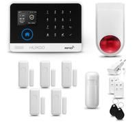 HUXGO® HXA003 Sistema de Alarma inalámbrico con Sirena Exterior WiFi + gsm | Kit Alarma con 1x Sensor de Movimiento, 5X alarmas de Puerta/Ventana | Idioma Español