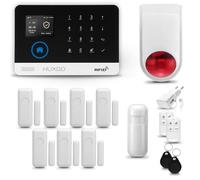 HUXGO® HXA003 Sistema de Alarma inalámbrico con Sirena Exterior WiFi + gsm | Kit Alarma con 1x Sensor de Movimiento, 7X alarmas de Puerta/Ventana | Idioma Español