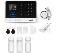 HUXGO, HXA003, Sistema de Alarma inalámbrico WiFi + gsm 4G con 3 sensores de Movimiento, Casa, Oficina, Piso, Garaje, aplicación Tuya Smart, SMS, Control Desde el teléfono, Idioma Espańol