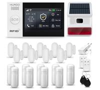 HUXGO® HXA007 Alarma casa con Sirena Exterior Solar WiFi + gsm | Kit Alarma casa inalámbrico con 9X sensores PIR de Movimiento, 9X sensores de Puerta/Ventana | Aplicación Tuya con Aviso al móvil