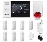HUXGO® HXA007 Kit Alarma casa WiFi + gsm con Sirena inalámbrico| Alarma hogar Kit con 7X sensores PIR de Movimiento, 1x Sensor de Puerta/Ventana | Control Desde el teléfono