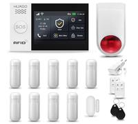 HUXGO® HXA007 Kit Alarma casa WiFi + gsm con Sirena inalámbrico | Alarma hogar Kit con 9X sensores PIR de Movimiento, 1x Sensor de Puerta/Ventana | Control Desde el teléfono
