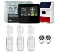 HUXGO® HXA502 Kit Alarma hogar inalámbrica WiFi + gsm 4G con Sirena Solar | Sistema de Seguridad para casa con 3X sensores PIR y 3X sensores Puerta/Ventana | Compatible Tuya, menú en Español