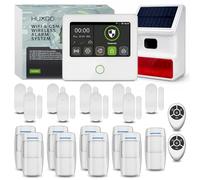 HUXGO® HXA502 Kit Alarma hogar inalámbrica WiFi + gsm 4G con Sirena Solar | Sistema de Seguridad para casa con 9X sensores PIR y 9X sensores Puerta/Ventana | Compatible Tuya, menú en Español