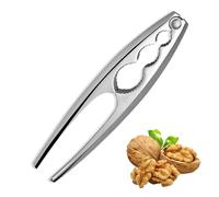 HUZNA 1 Pcs Cascanueces de Metal con Mango Antideslizante,Rompe Nueces con 3 Medidas Distintas,para Todo Tipo de Nueces,Galletas de Langosta,17 cm, Color Plateado
