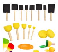 HUZNA 15 Pinceles de Espuma de Esponja, Incluye 3 estilos,Esponja de Acuarelas de Arcilla,Mango de Madera para Pintar, Teñir, Barnices y Proyectos de Manualidades