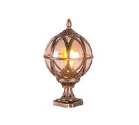 HWSY Lámpara de Pilar al Aire Libre Globo Europeo Lámpara de Poste de Puerta Exterior Impermeable Negro Bola Redonda Poste Linterna Luz Villa Jardín Puerta Linterna de Vidrio Lámpara de Columna E27