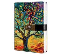 HwxBen Cuaderno A5 con Candado de Combinación, 224 Páginas, Papel 100 GSM, Tapa de Cuero PU, Diario con Contraseña, Libreta para Escribir, Oficina, Escuela y Regalo