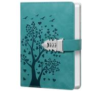 HwxBen Cuaderno A5 con Candado de Combinación, Diario con Contraseña, 224 Páginas, Papel Premium 100 GSM, Tapa de Cuero PU