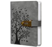 HwxBen Cuaderno A5 con Candado de Combinación, Diario con Contraseña, 224 Páginas, Papel Premium 100 GSM, Tapa de Cuero PU, Libreta para Escribir