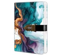 HwxBen Diario con Candado de Combinación A5, 224 Páginas, Cuaderno con Contraseña, Papel Premium 100 GSM, Cubierta PU, Diario Personal para Mujeres y Hombres