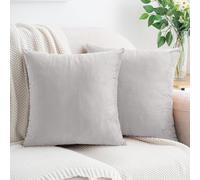 HWY 50 Funda de Cojín Decorativo de Terciopelo Gris Plata 45 x 45 cm Lote de 2, Suave Lavable Acogedora para Sofá Cama Sala de Estar Salón Lujosa y Duradera