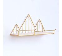 hxoity Estante Flotante Montaña De Hierro Y Madera, Soporte De Pared | 40x15x10cm Estante Flotante Montaña Hierro/madera, 2 Colores, Barandilla Delantera Para Plantas/figuras, Montaje En Pared