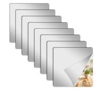 HXSYKJDM 8 Espejos Adhesivos de Acrílico, 20 x 20 cm, Autoadhesivos para Pared, Baño y Dormitorio